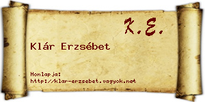 Klár Erzsébet névjegykártya